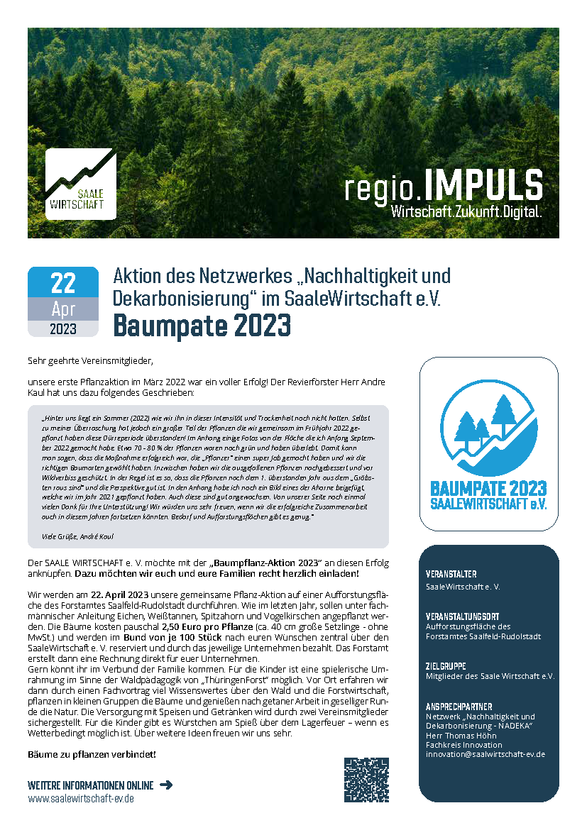Aktion „Baumpate 2023“ - Veranstaltungsblatt