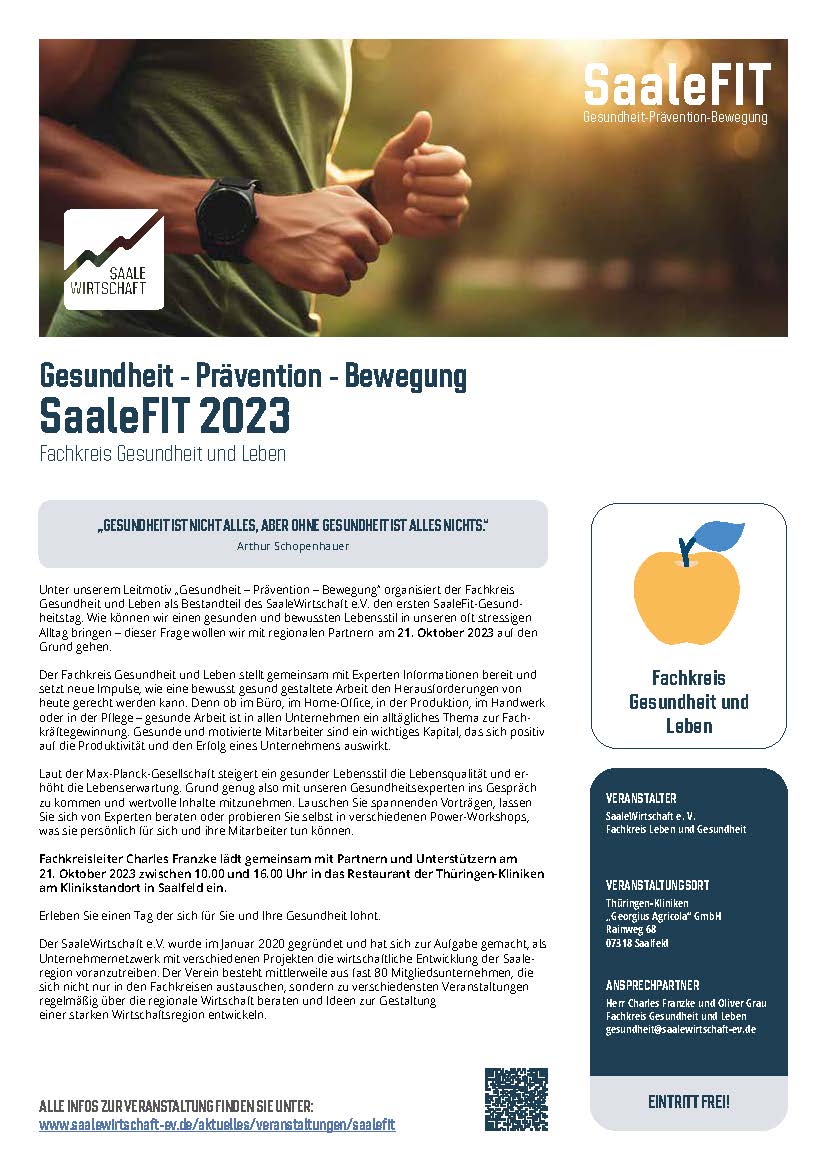 Veranstaltungsblatt "SaaleFIT 2023 - Gesundheit - Prävention - Bewegung"