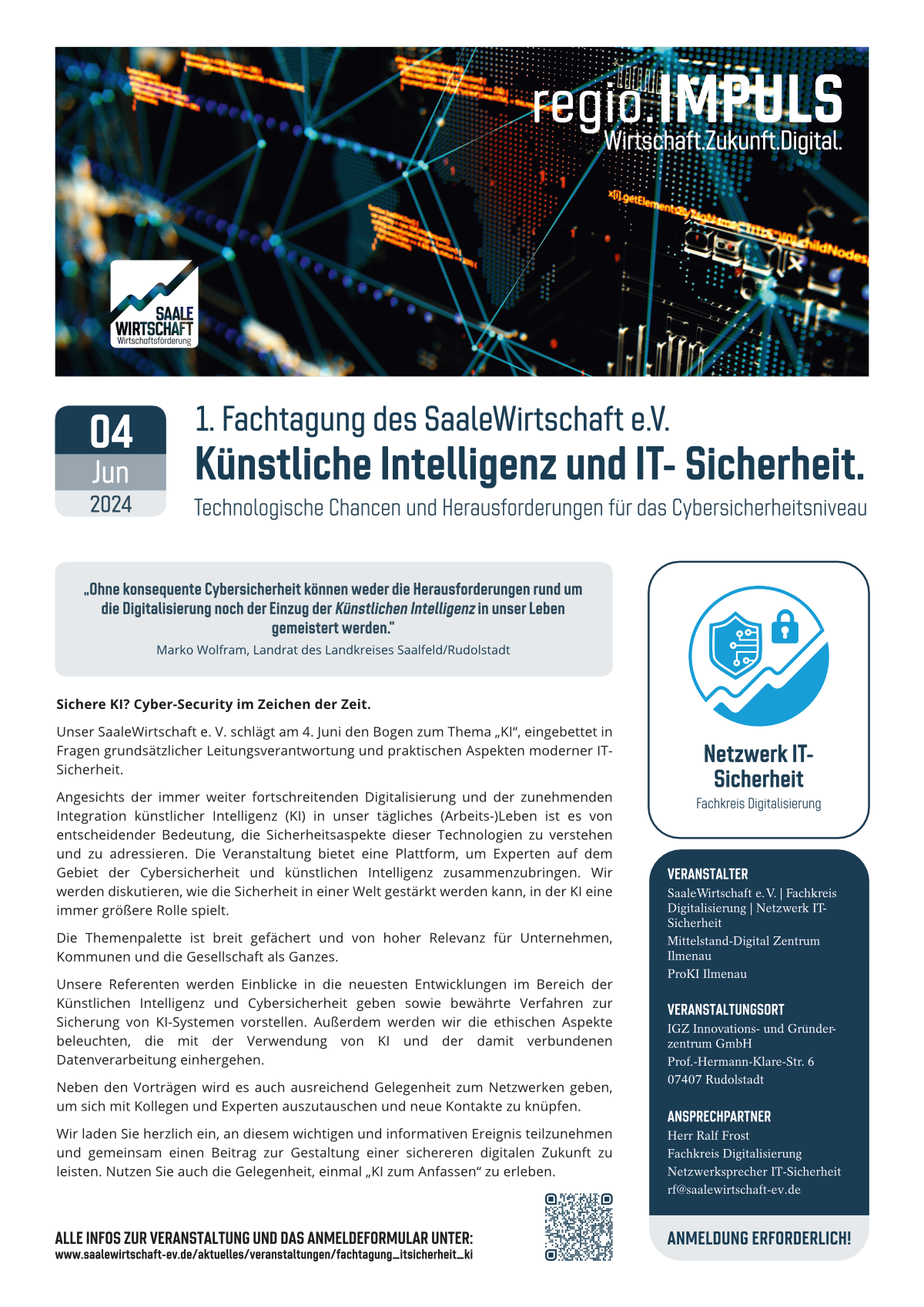 Veranstaltungsblatt "Künstliche Intelligenz und IT- Sicherheit."