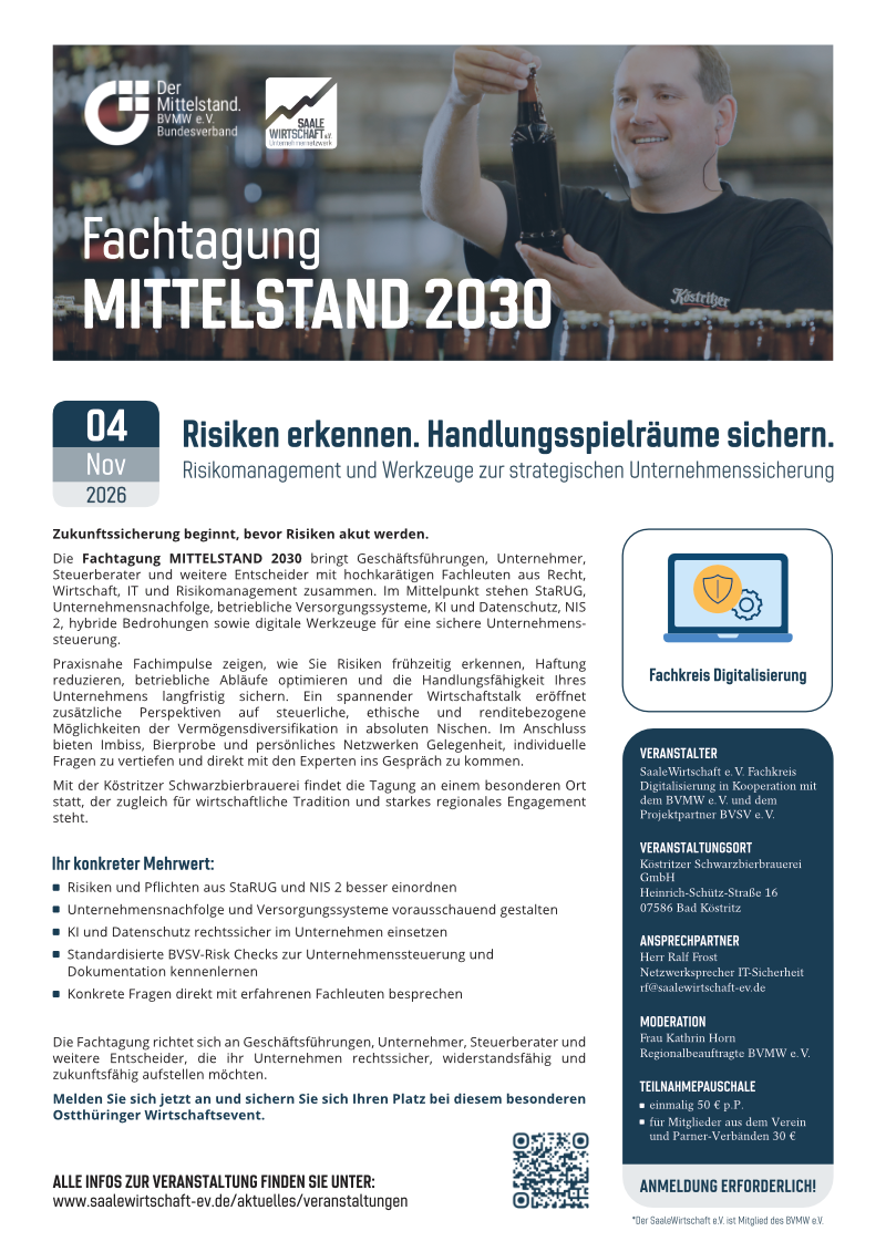 Veranstaltungsblatt "Fachtagung MITTELSTAND 2030"